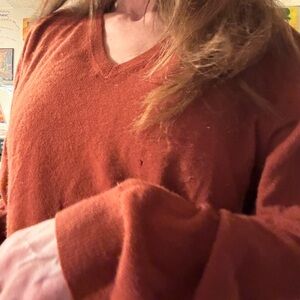 Men's V-Neck Sweater - Rust